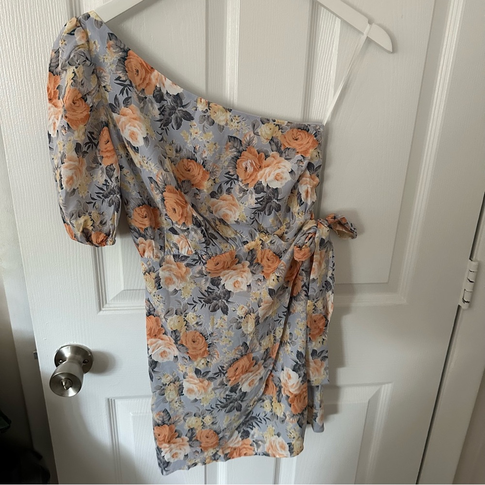 One Shoulder Floral Dress